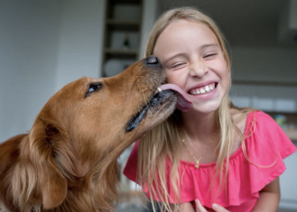 teenager and dog