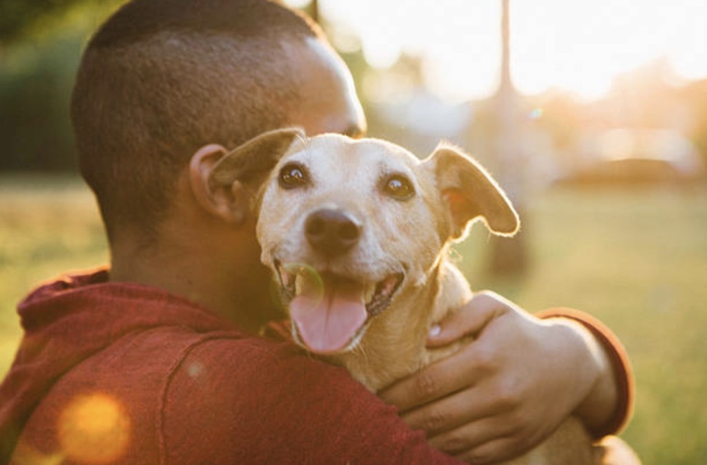 teen and dog