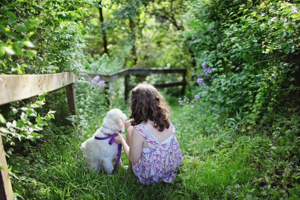 kid and dog